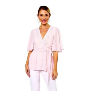 FINAL PRICE NWT Juliana Blush Swiss Dot Blouse